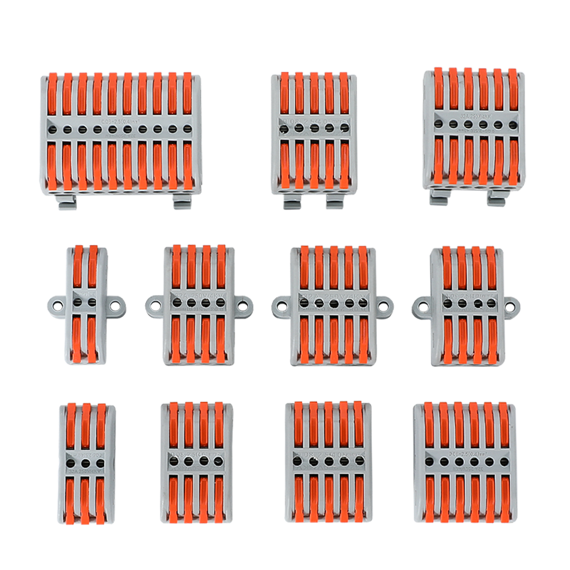Conector de fio, bloco de terminal de conexão rápida, conector de tipo de pressione, multi em várias articulações de acasalamento, tipo fixo de trilho